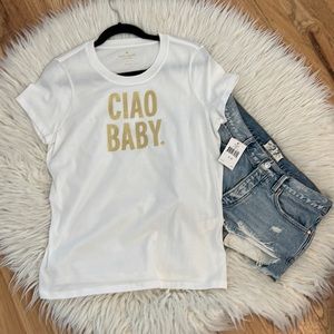 NWT Kate Spade ♠️ Ciao Baby Embellished T-shirt Sz L